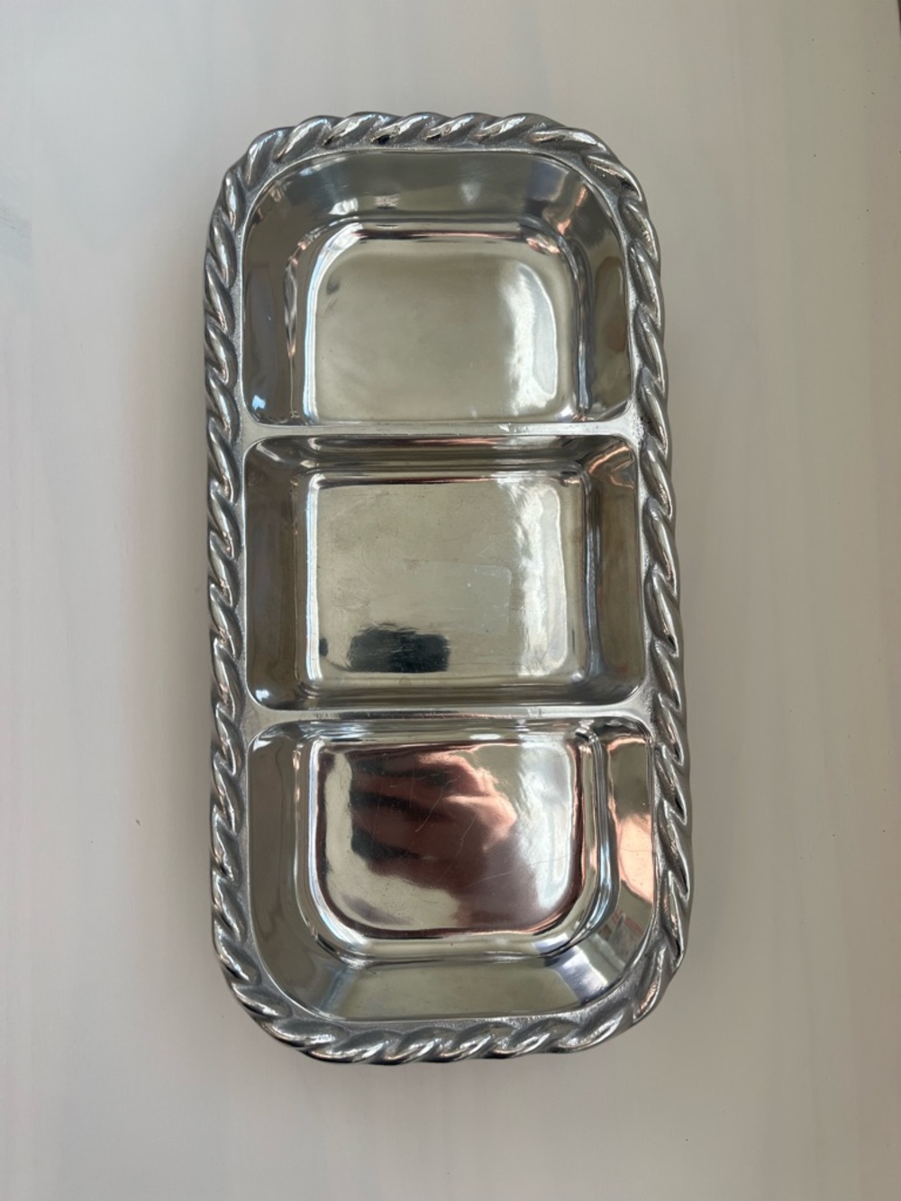 Mariposa Three-Section Serving Tray with Rope Edge